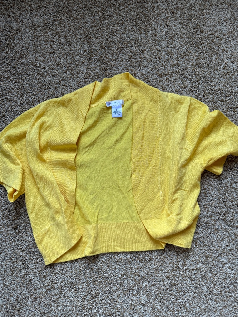 London times Sunny Yellow Short Sleeve Open Cardigan